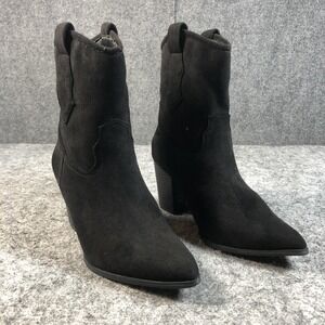 Mata Boots Womens Size 8 Black Fabric Western Booties Block‎ Heel Pointed Toe